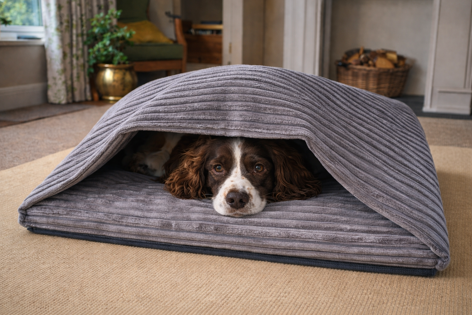 Dog Pocket/Cave Cord Beds in 2 Sizes and 3 Colours