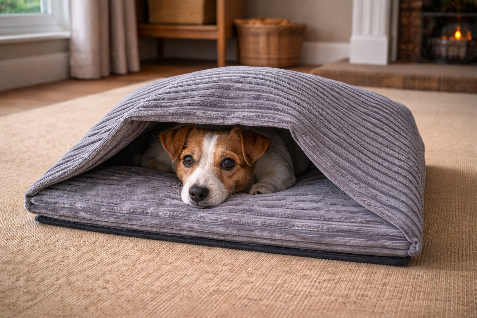 Dog Pocket/Cave Cord Beds in 2 Sizes and 3 Colours